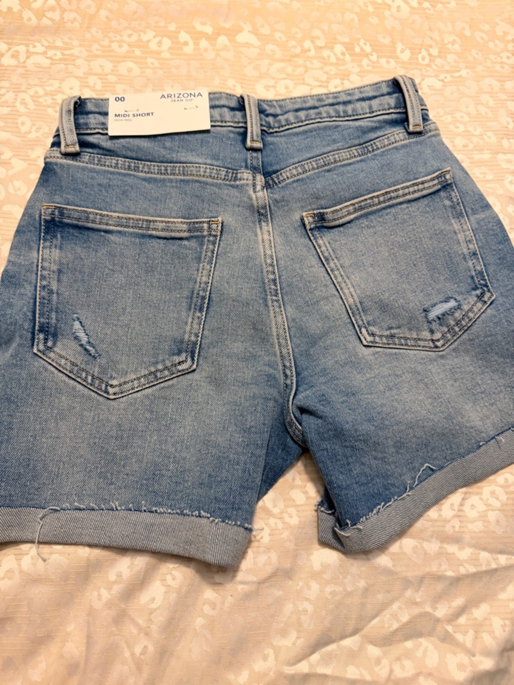 Arizona Jean Company Light Blue Rolled Cuff Midi Denim Shorts